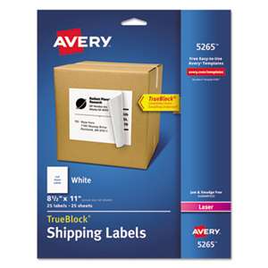 Avery 5265 Shipping Labels w/Ultrahold Ad & TrueBlock, Laser, 8 1/2 x ...